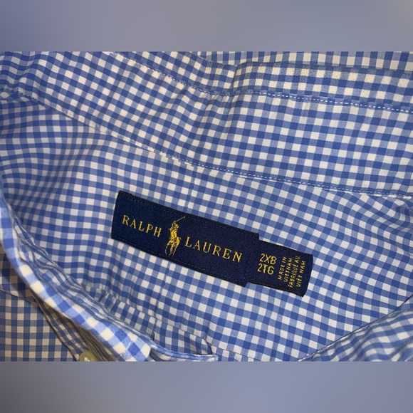 Polo men blue check dress shirt men’s size 2XB XXL - Picture 4 of 17